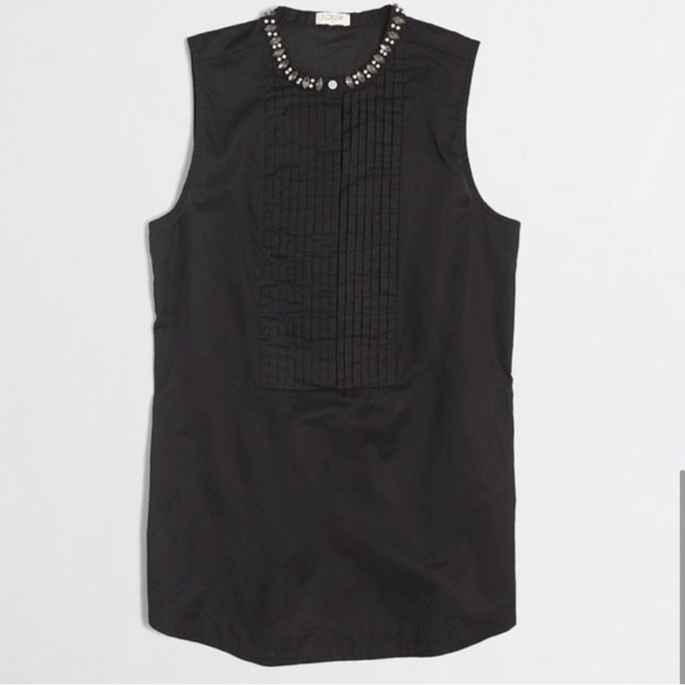 Final Sale 🔥No More Low Offer J.Crew Black Pleated Jeweled Tuxedo Cami Tank Top